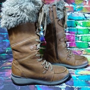 Merrell Tall Polar Snowcreek Boot Gorpcore Leather Fur Waterproof Oak Brown 9